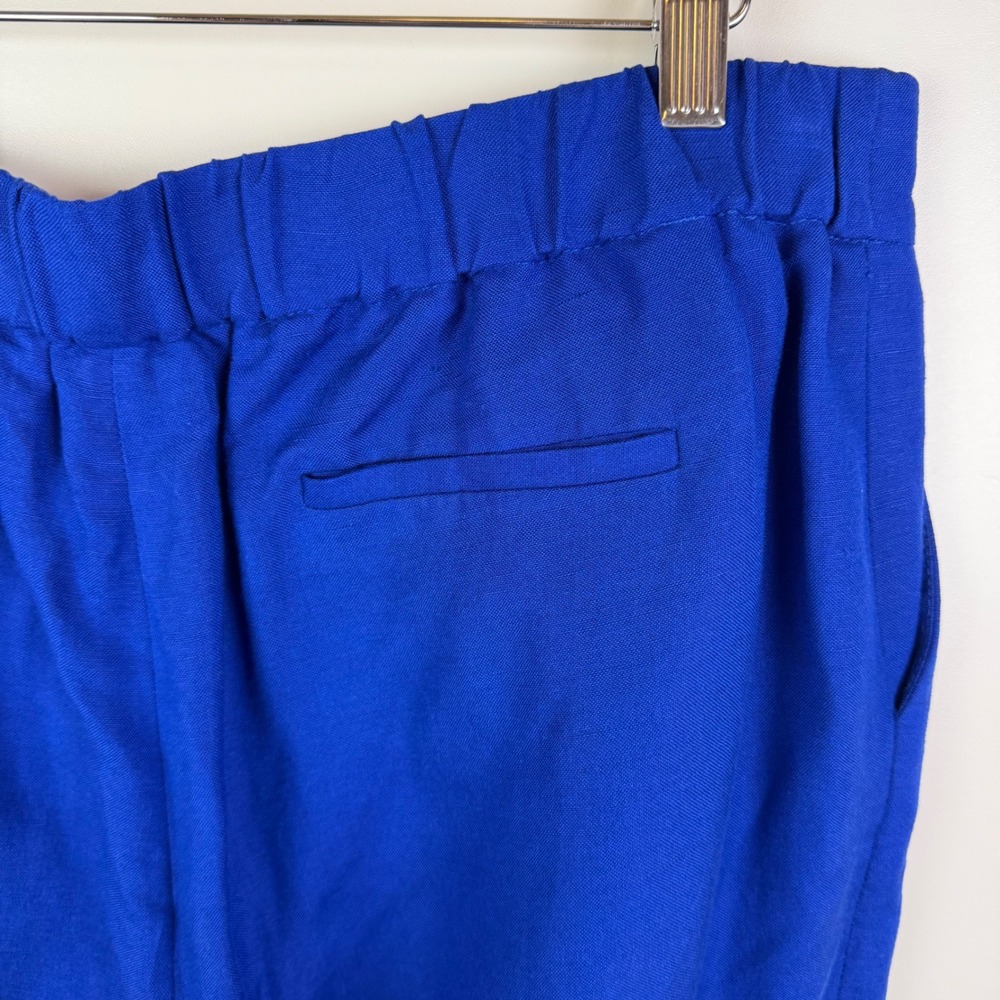 Calvin Klein Blue Linen Blend Pants Size 14 Coastal Office Trousers Minimalist - Picture 3 of 13